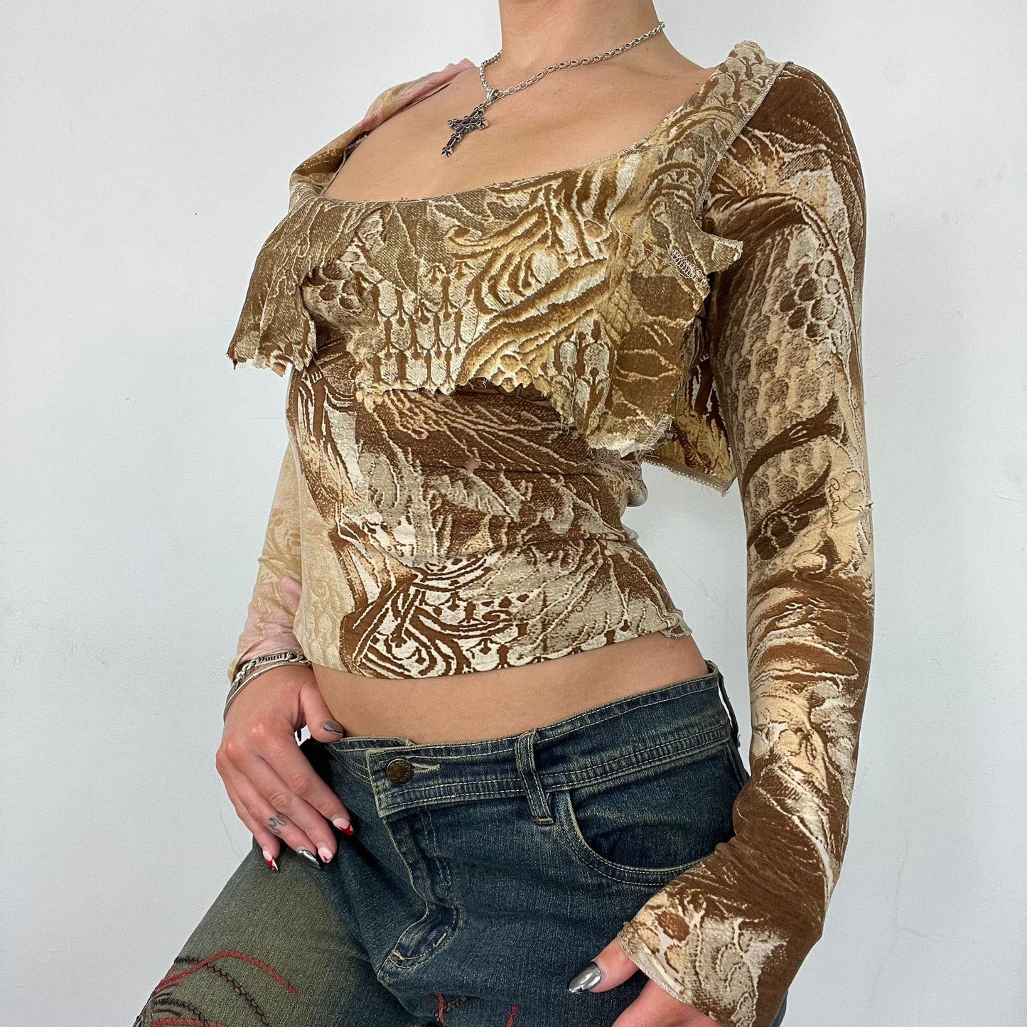 Roberto Cavalli Long Sleeve Cape Top (S)