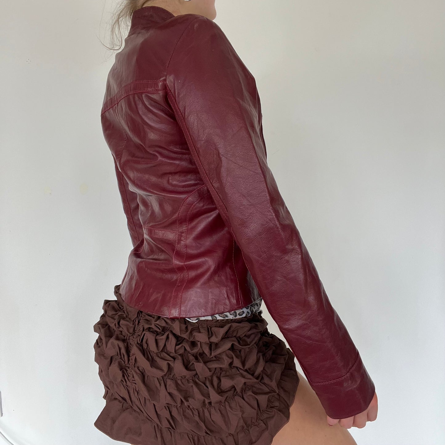90s burgundy leather - Size S/M