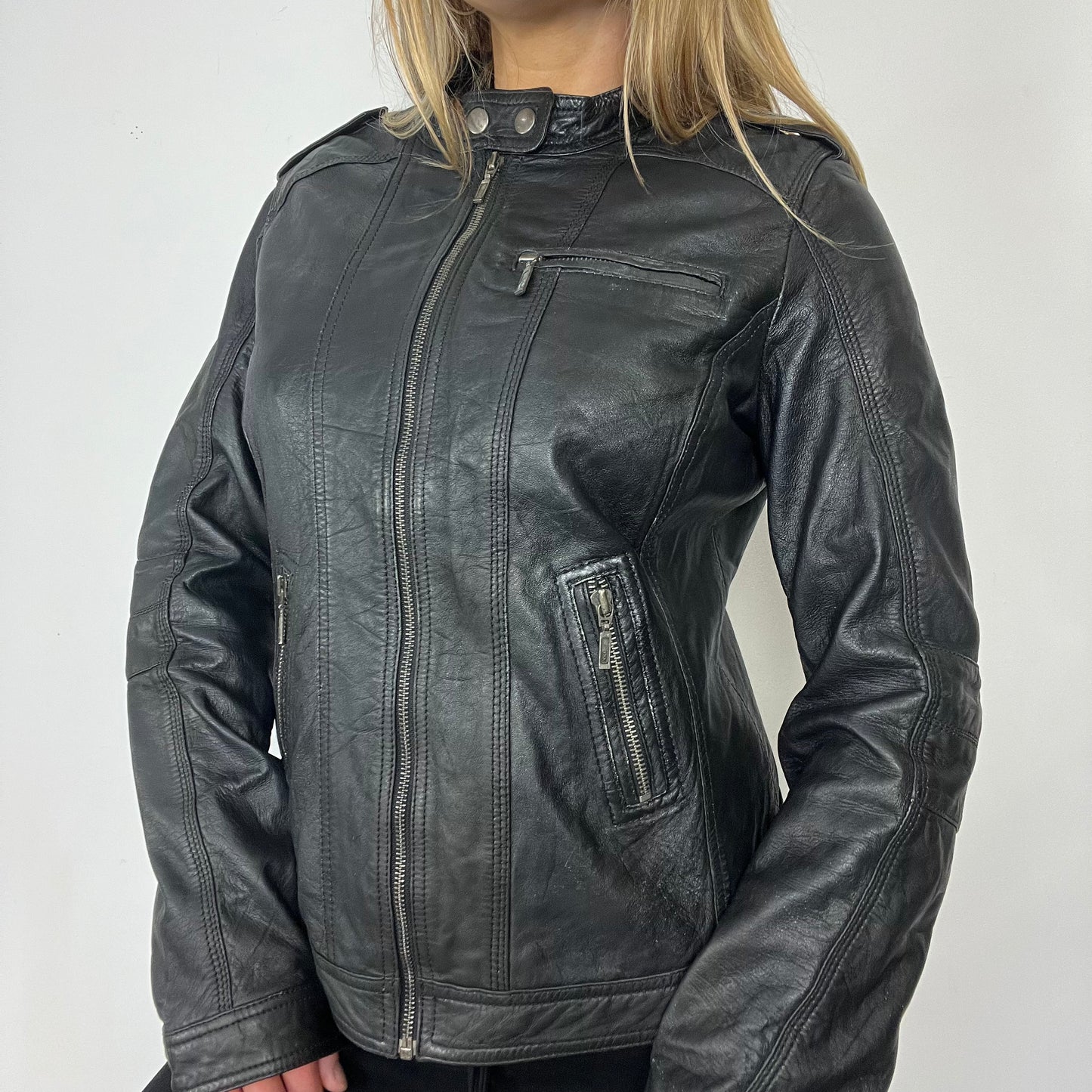 Y2K pimkie real leather moto jacket - Size S/M