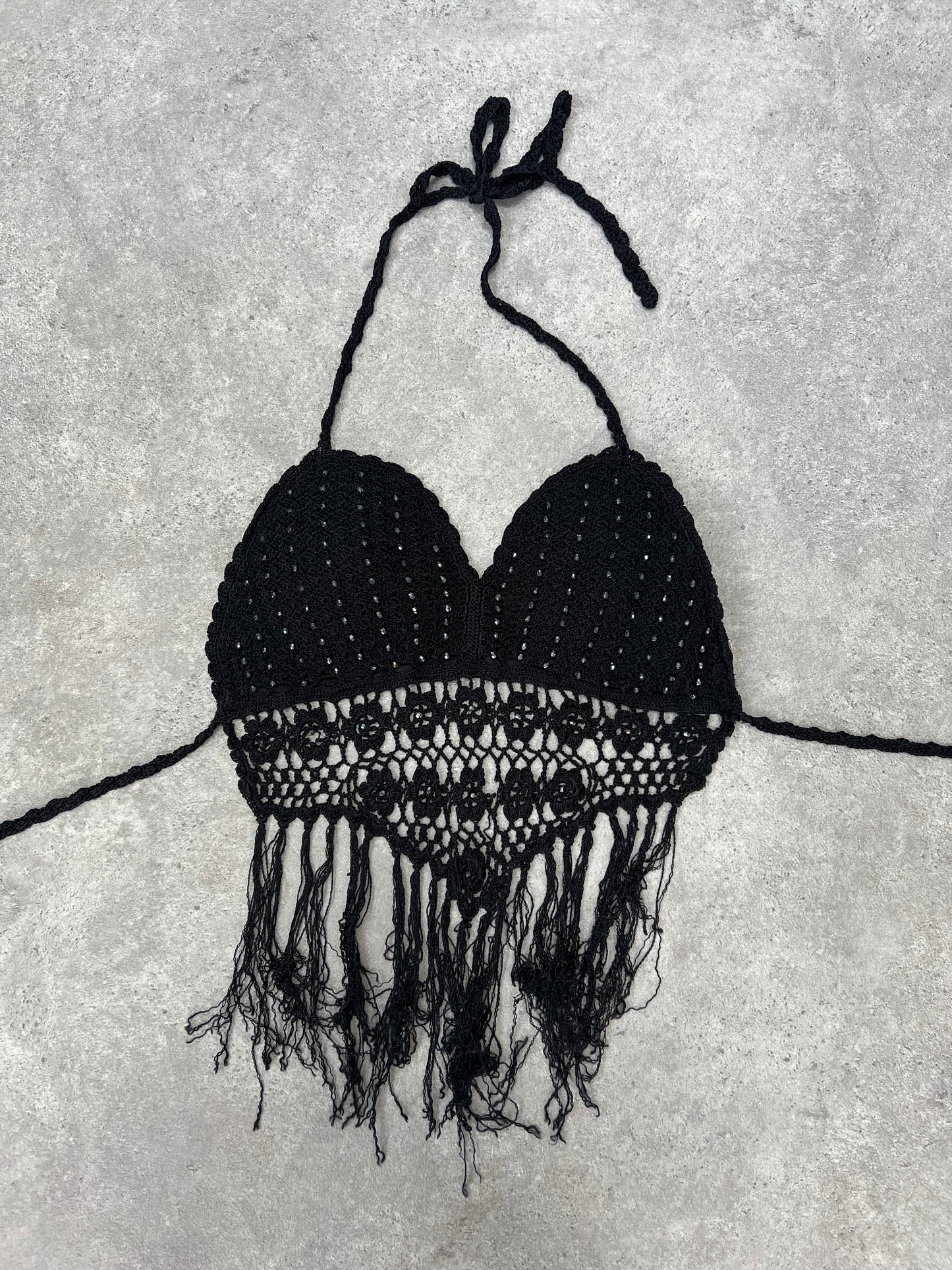 90s festival crochet tie top - Size S