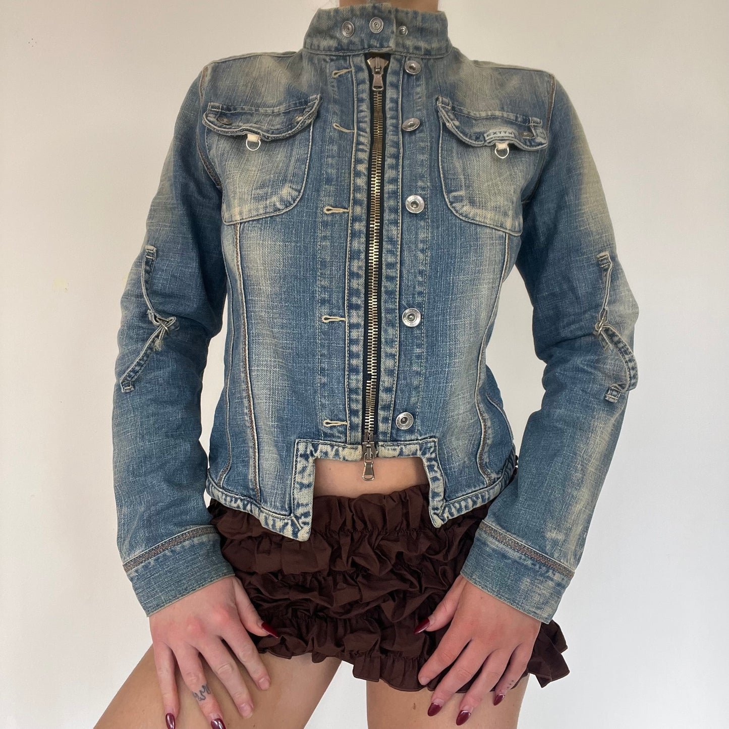 Y2K denim zipper jacket - Size S