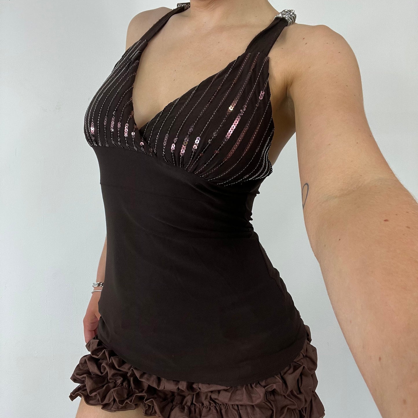00s brown sequin cami top - Size S