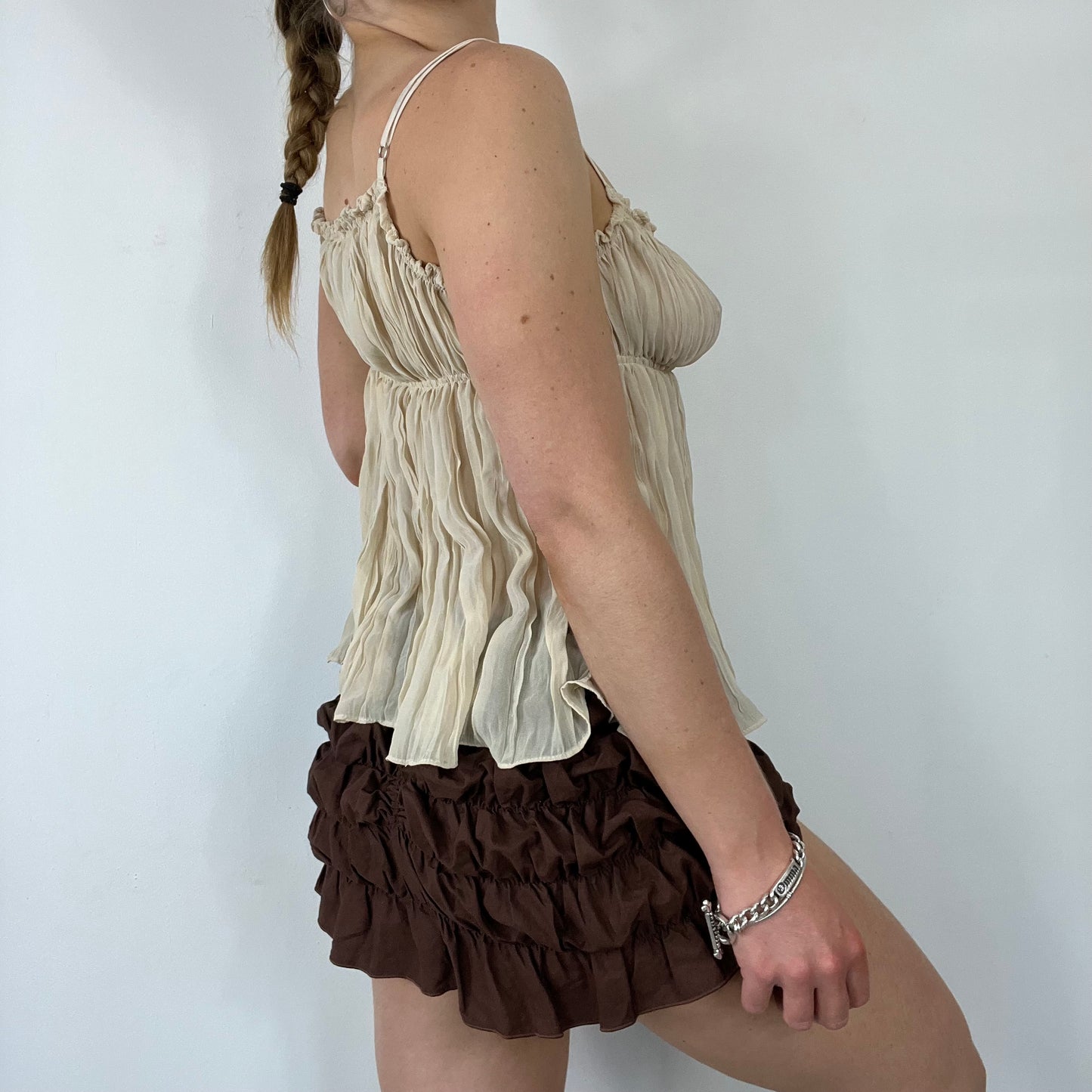 90s cream ruffle cami top - Size S