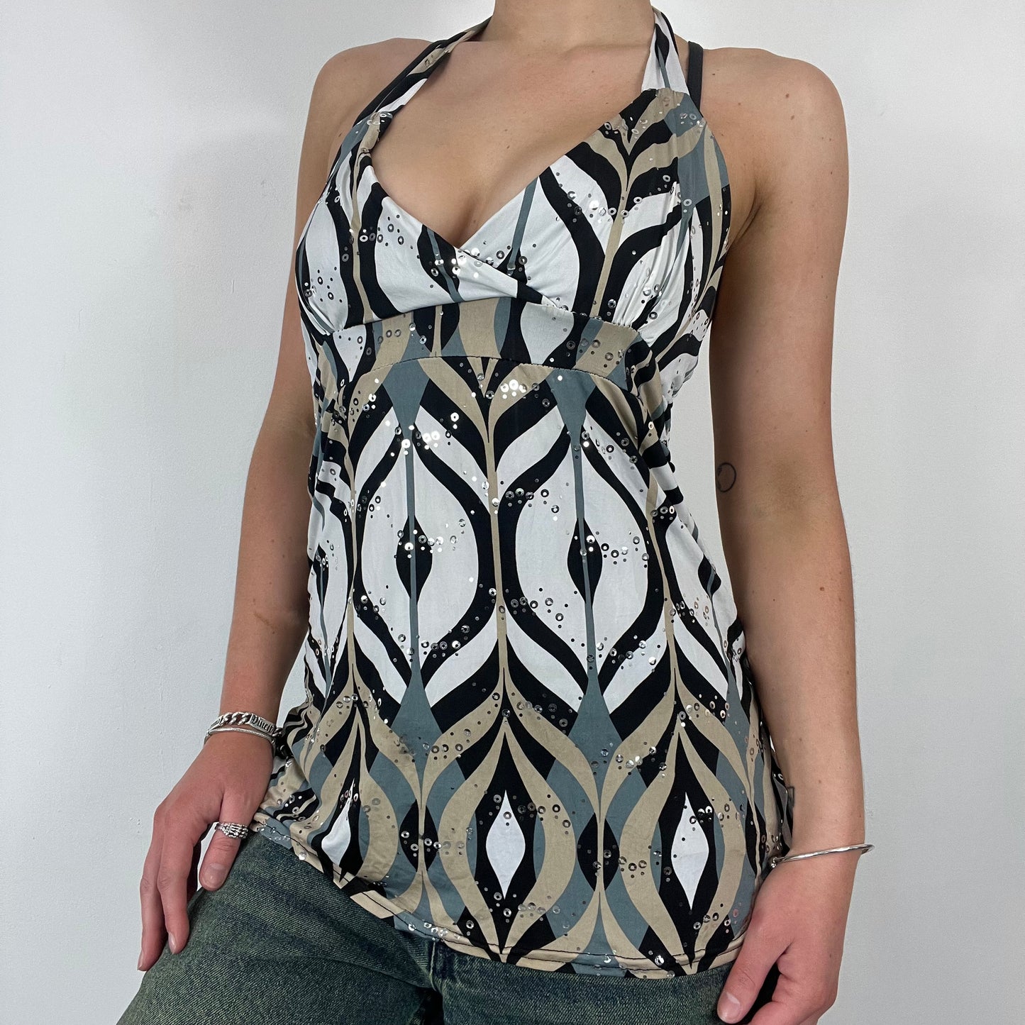 Y2K halter sequin top - Size M