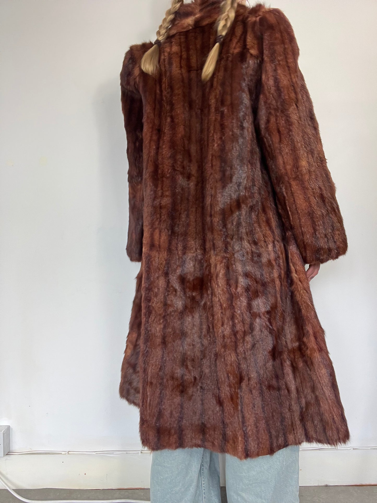 90s real fur maxi length coat - Size M