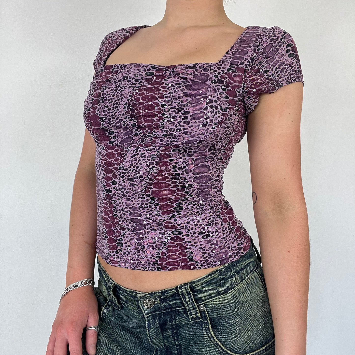 00s Jane Norman snake glitter top - Size S