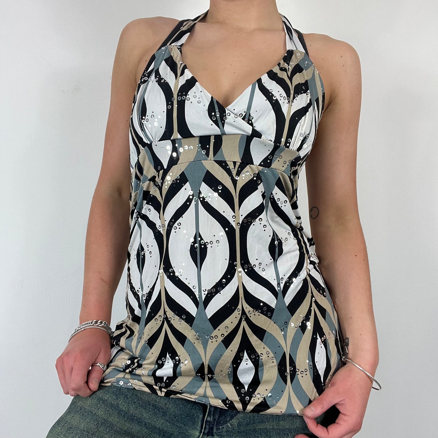 Y2K halter sequin top - Size M