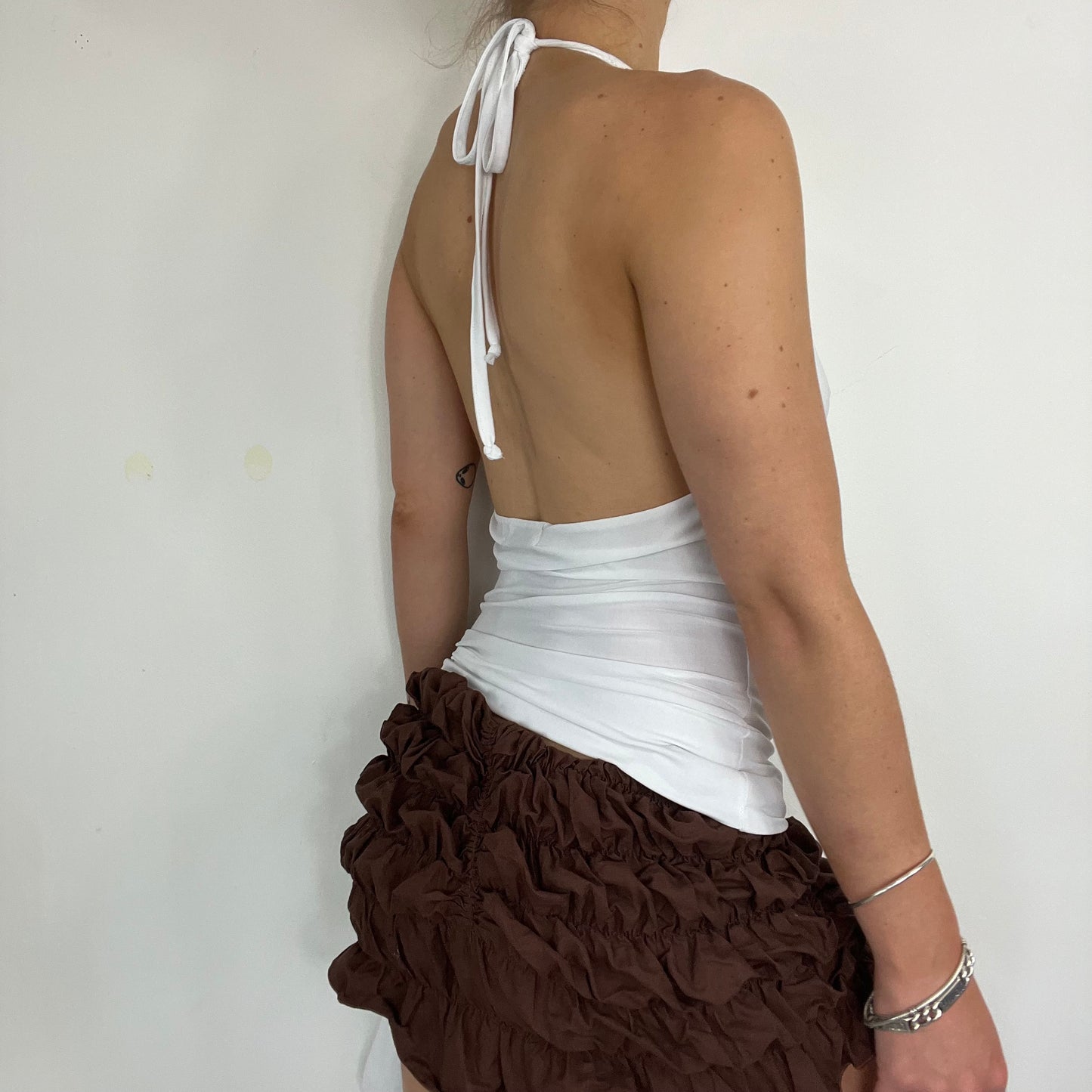 00s vintage white cowl neck top - Size S/M