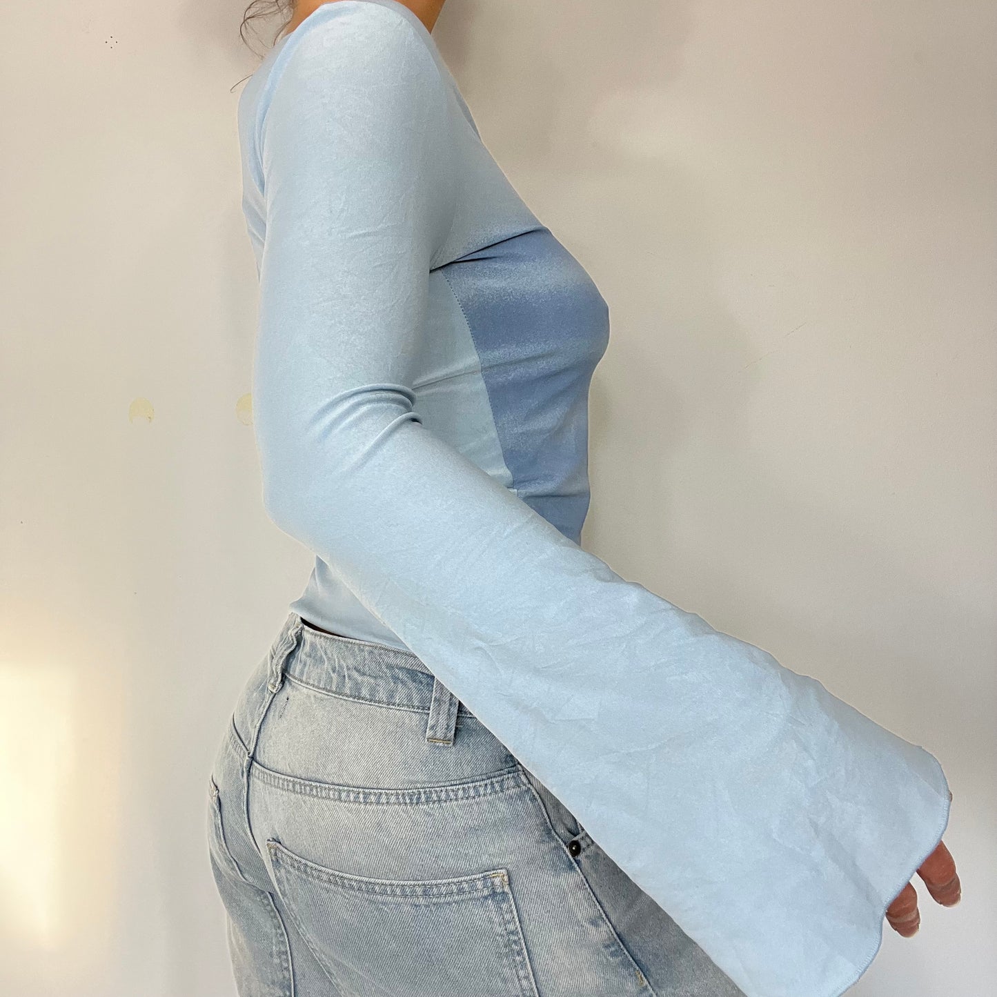 Y2K vintage blue flare sleeve top - Size S