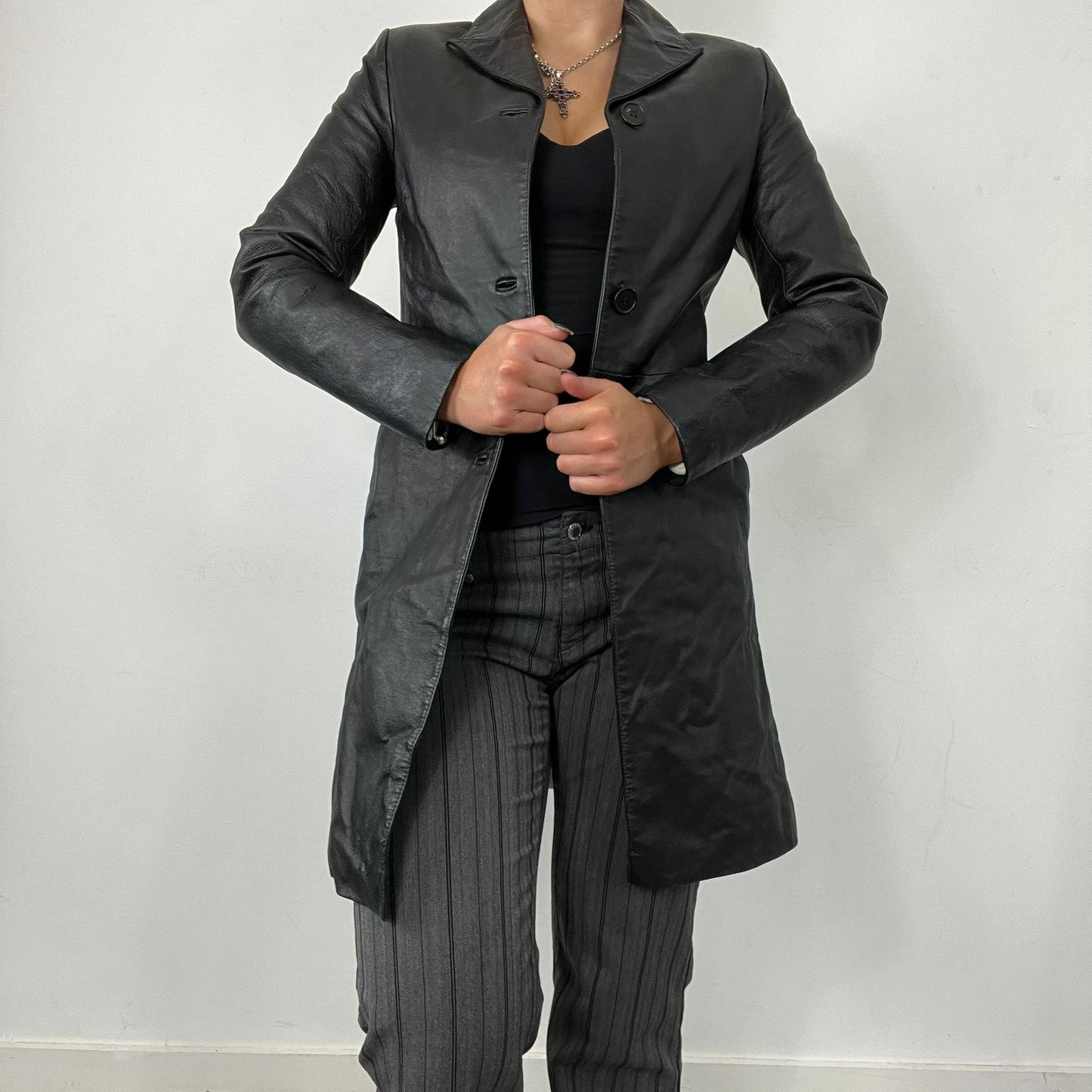 Leather Fitted Trench Coat