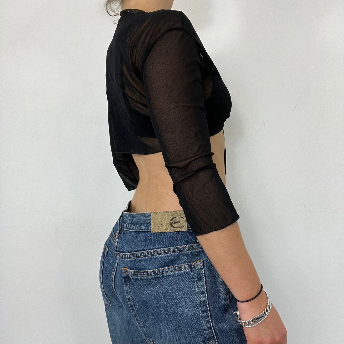 Black Mesh Tie Up Bolero Top (S)