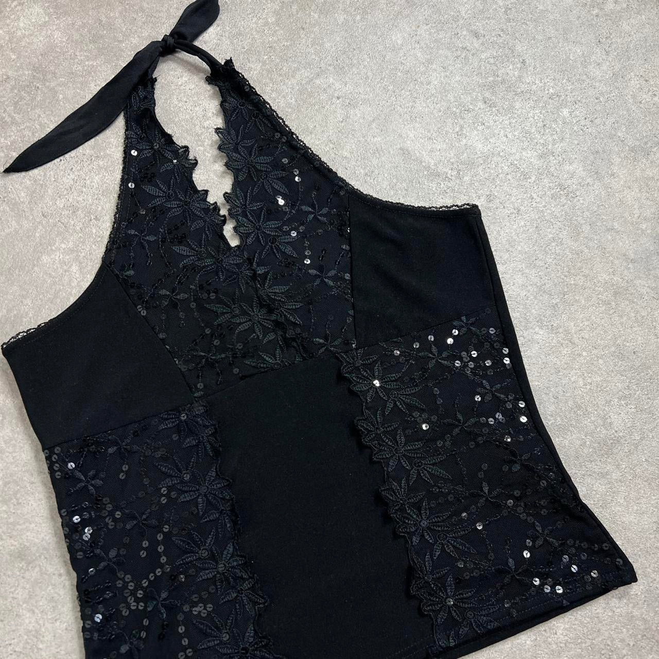 90s y2k glitter sequin halter top