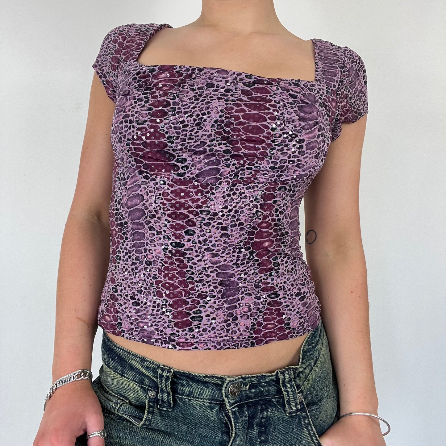 00s Jane Norman snake glitter top - Size S