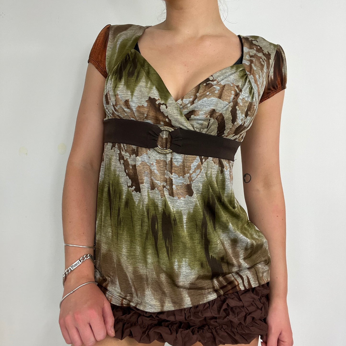00s vintage brown buckle top - Size S