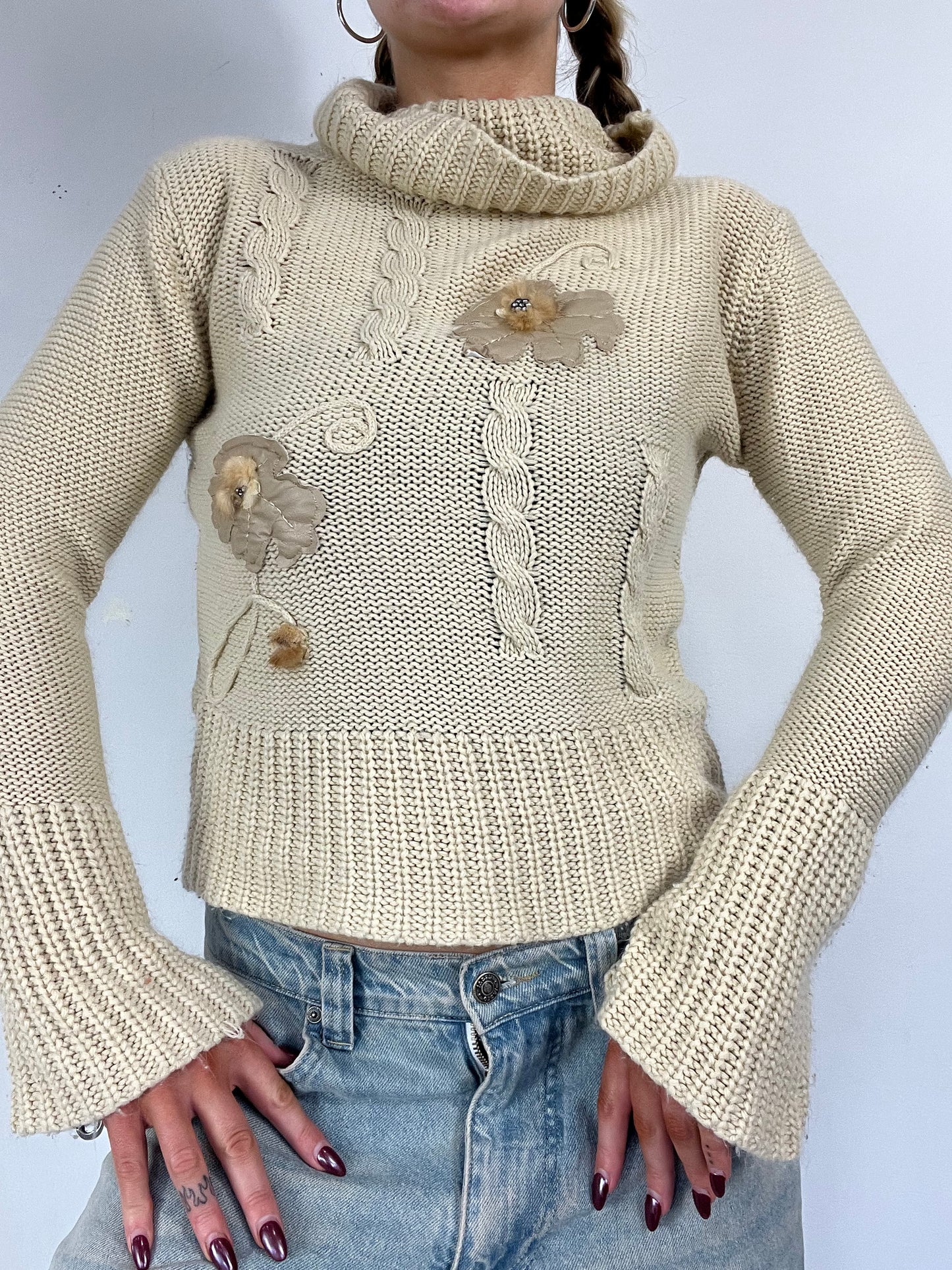 Chunky flared sleeve knit jumper - Size S