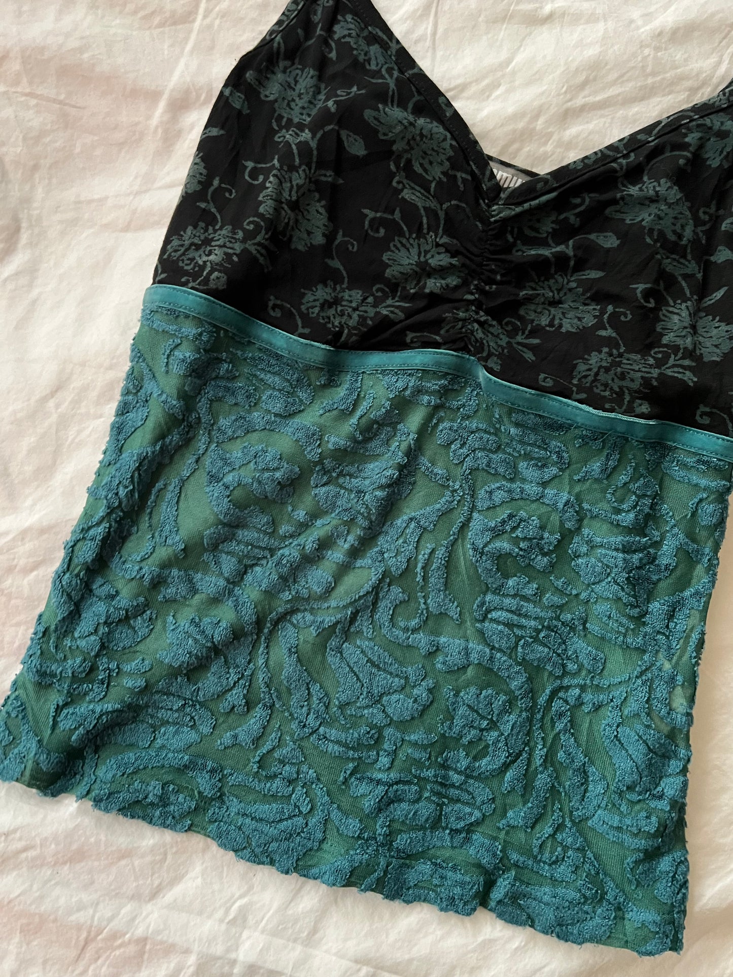 90s velour mix fabric cami - Size S