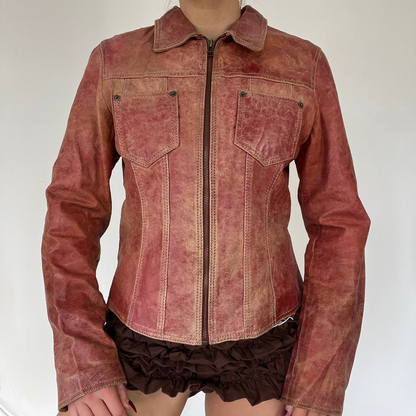 90s real leather jacket - Size S/M