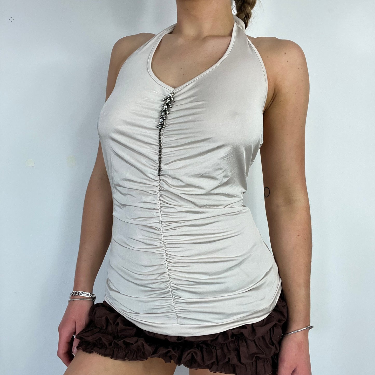 00s pearl sequin halter - Size S