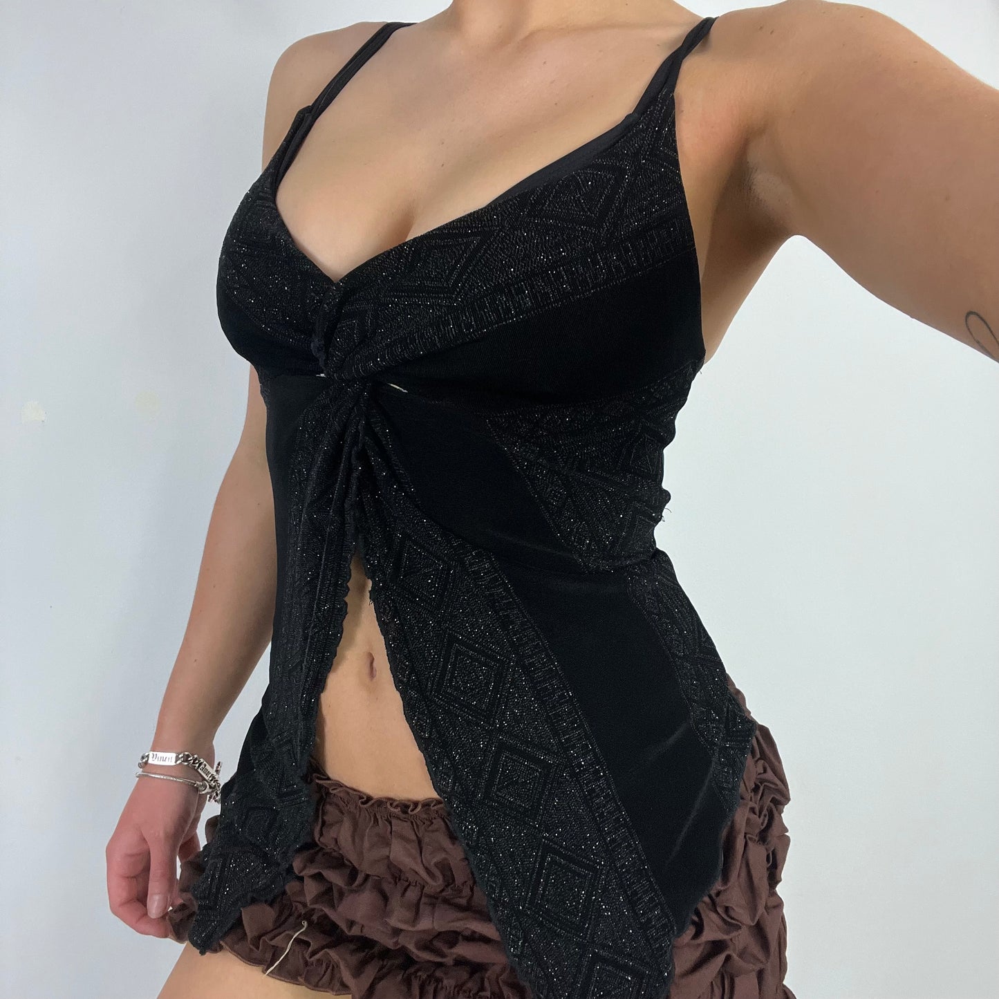 00s black glitter cami top - Size S