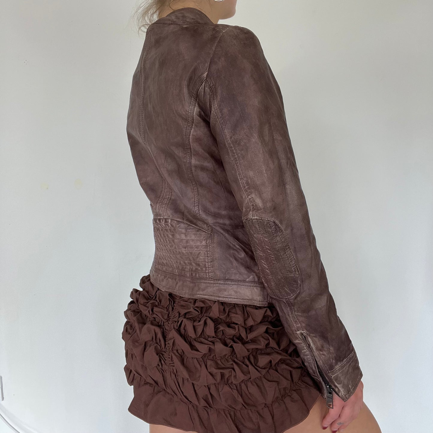 90s real leather moto jacket - Size S/M