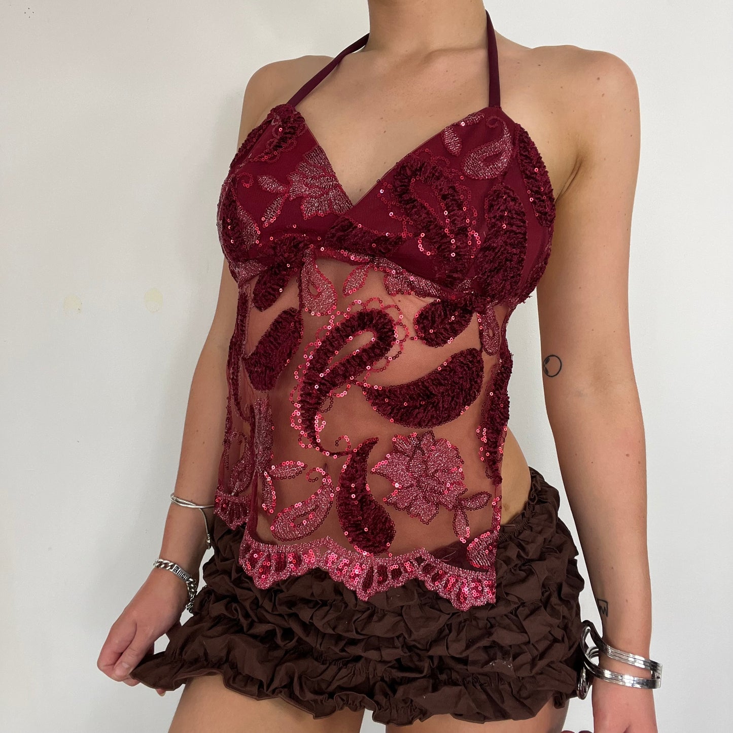 00s dead stock sequin halter top - Size S