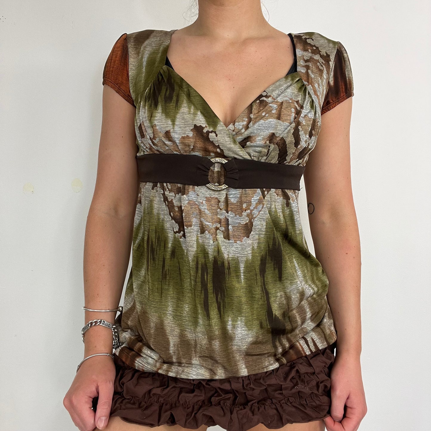 00s vintage brown buckle top - Size S