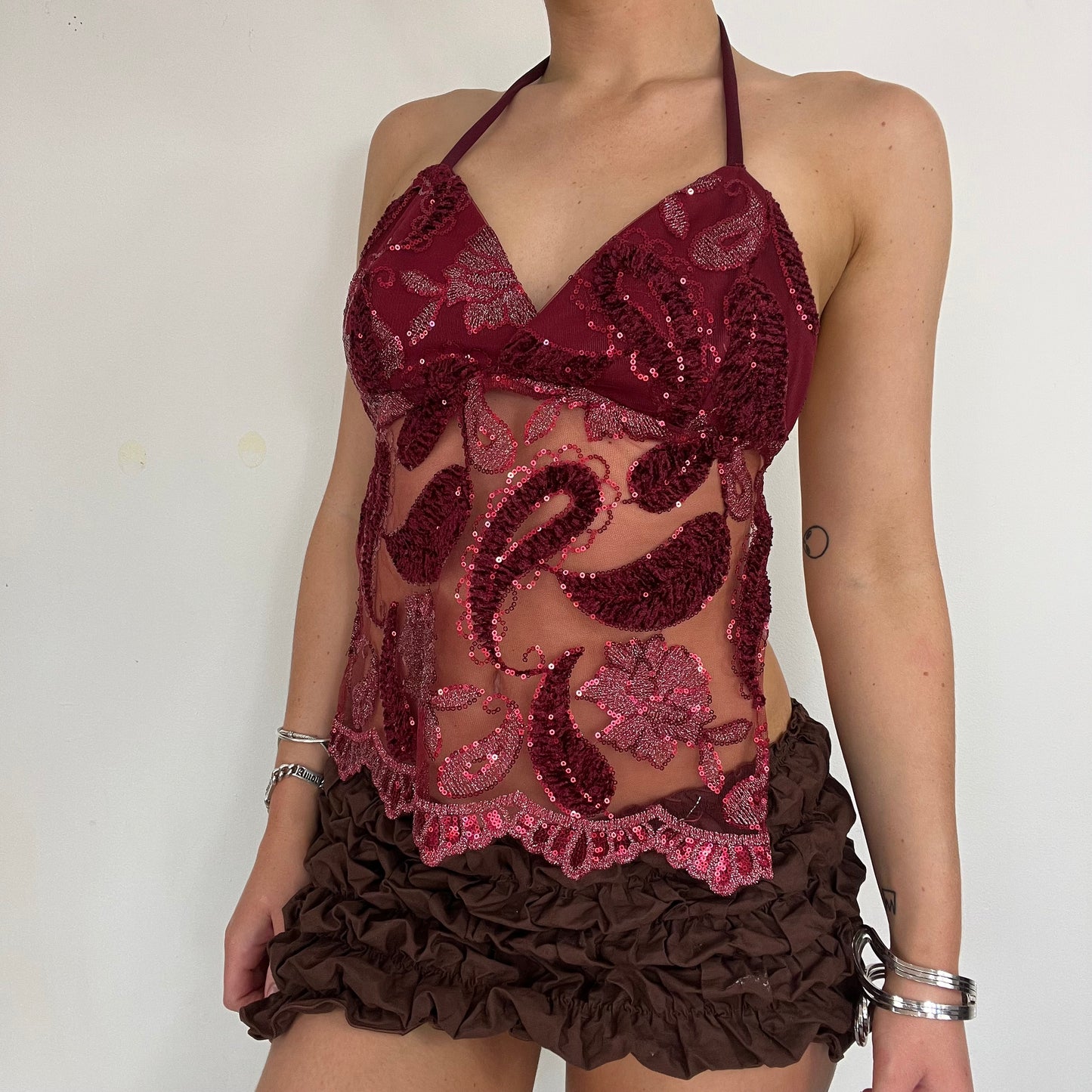 00s dead stock sequin halter top - Size S