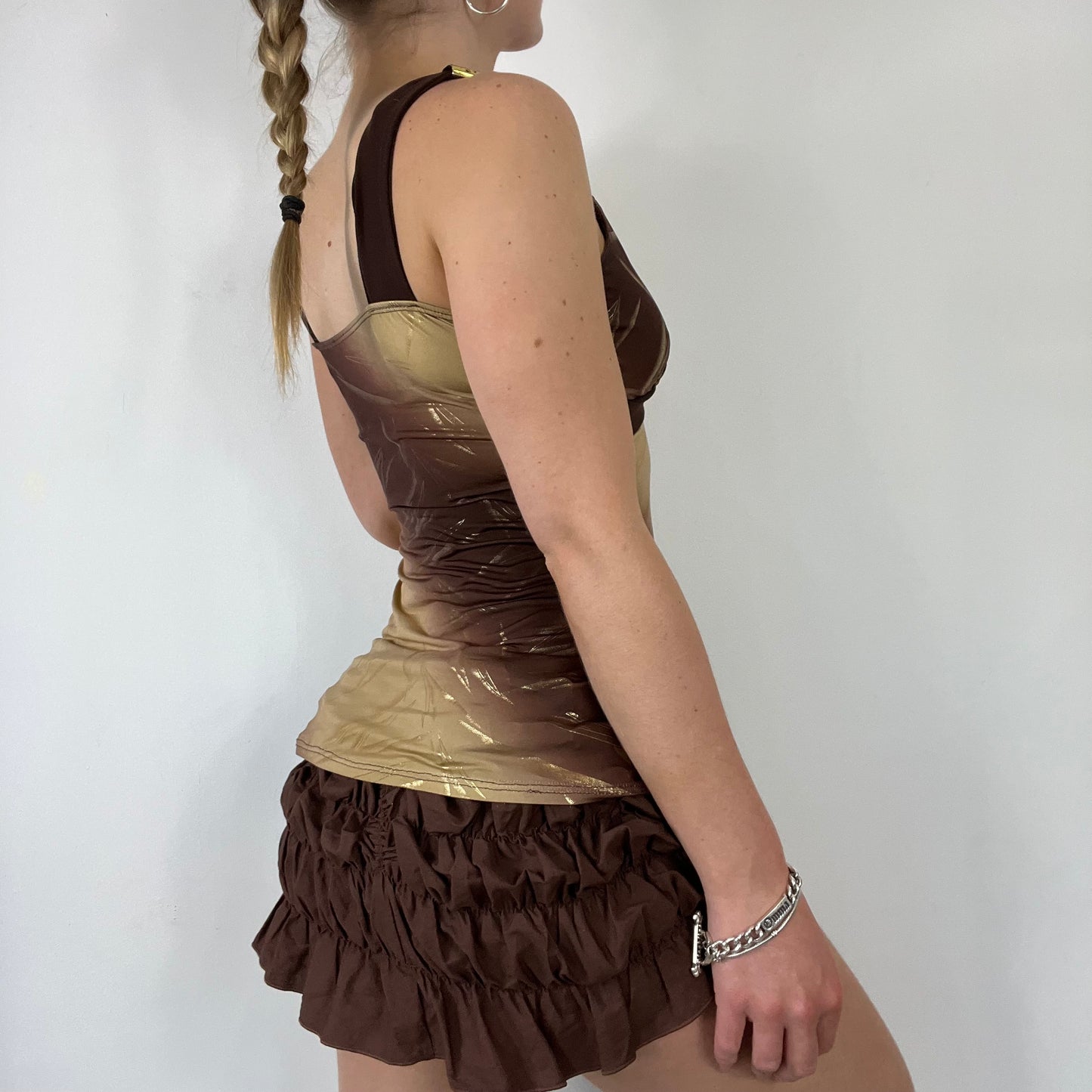 00s brown shimmer cami top - Size S
