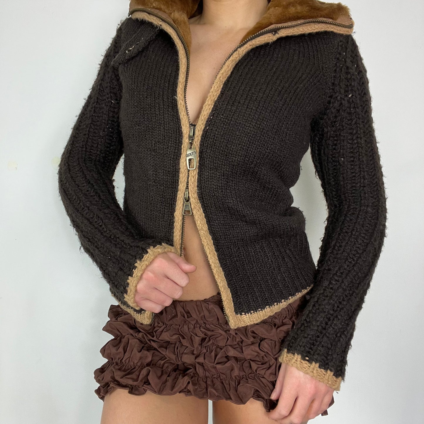 00s Miss Sixty knitwear double zip jumper