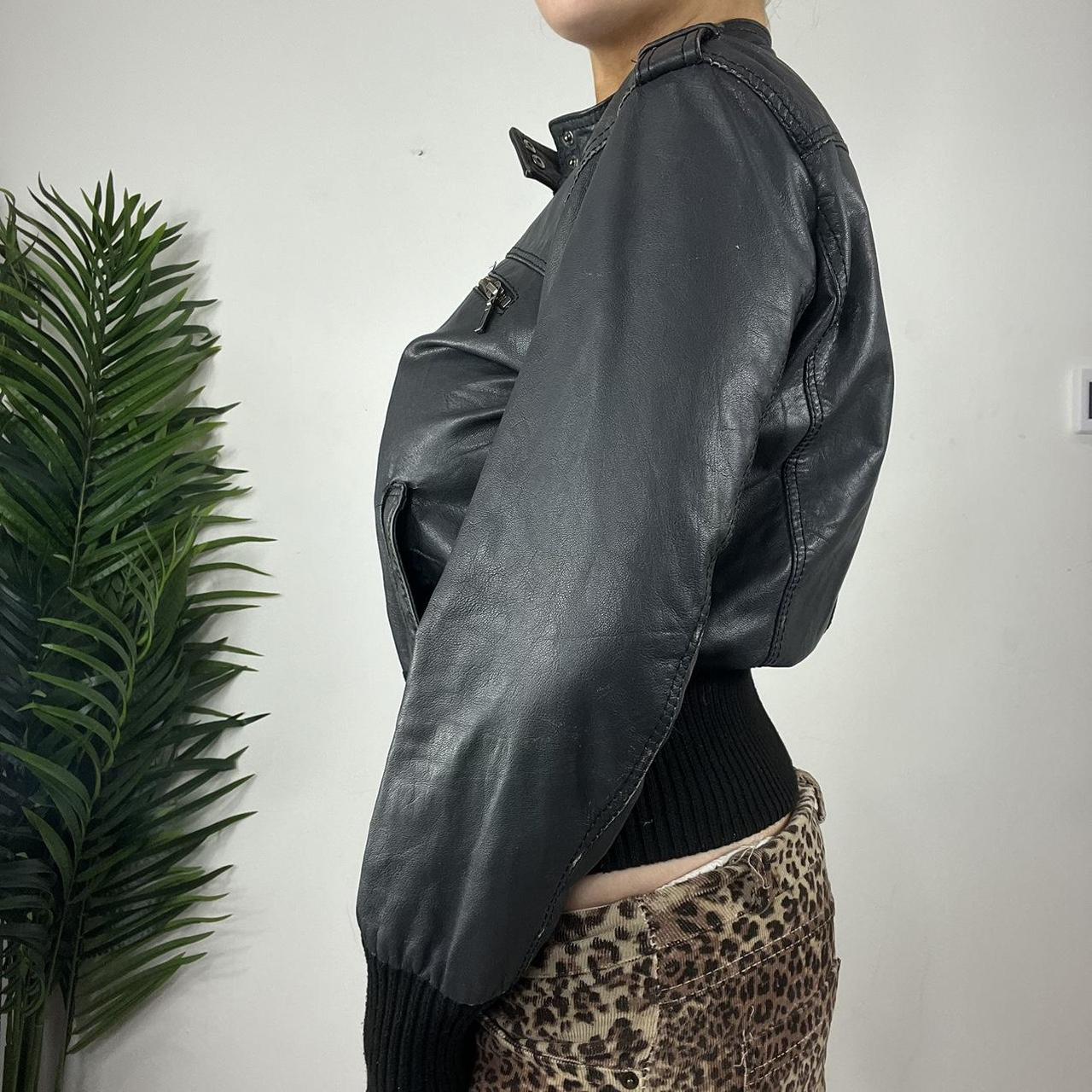 90s Leather Bomber Moto Jacket