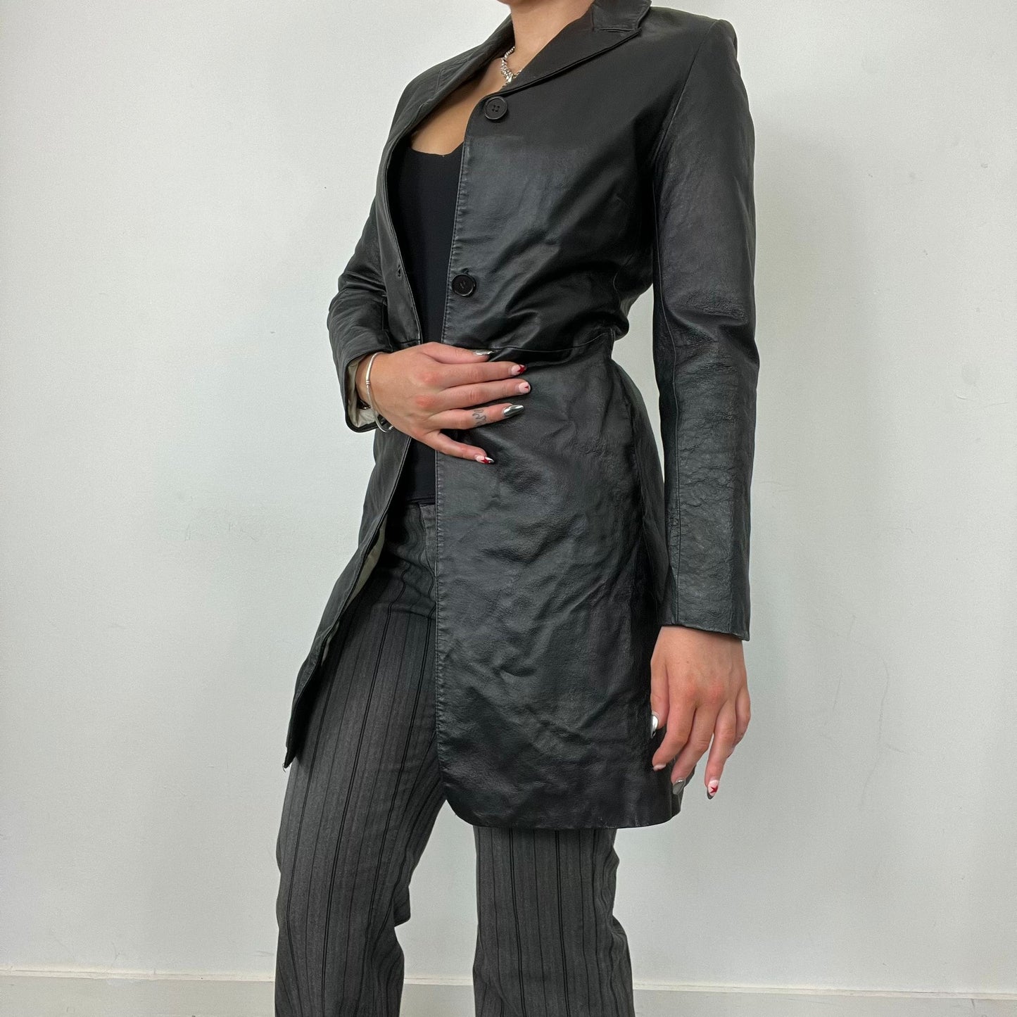 Leather Fitted Trench Coat
