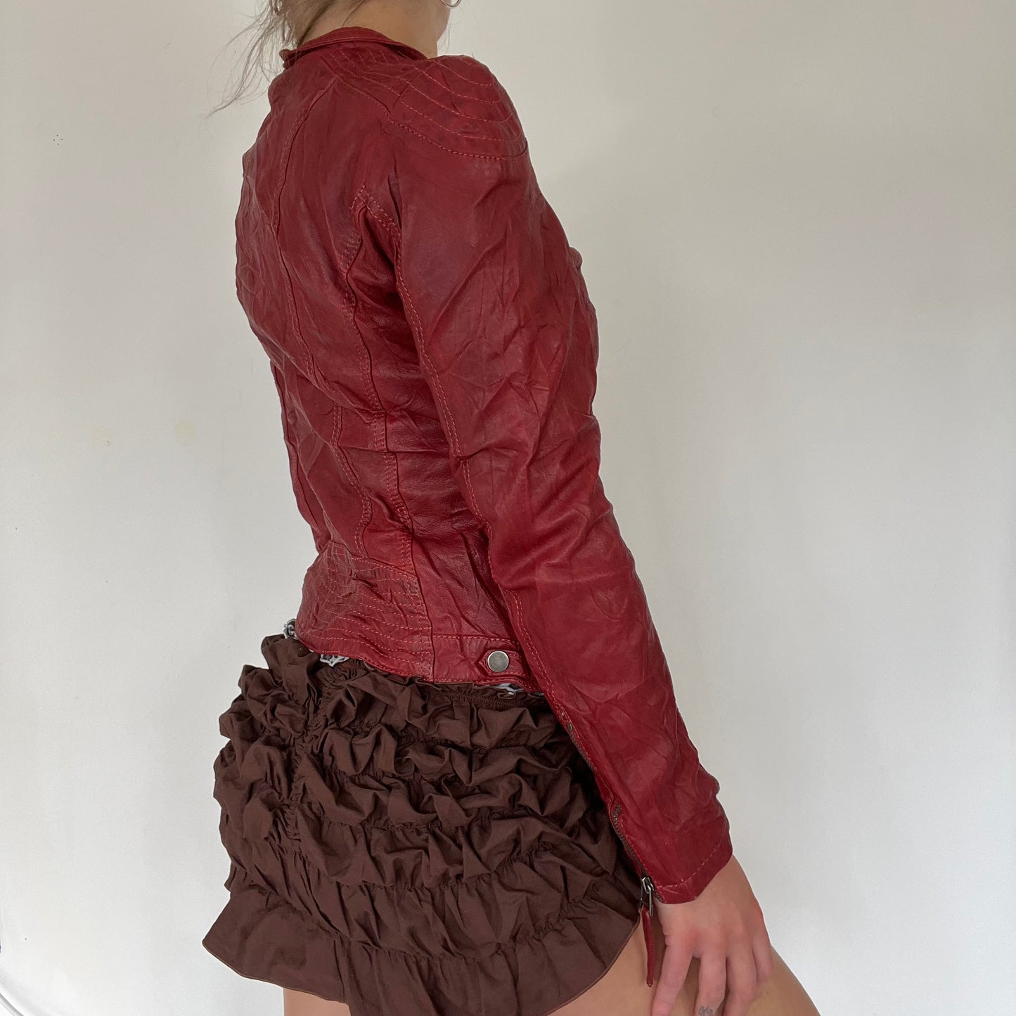 90s real red leather jacket - Size S