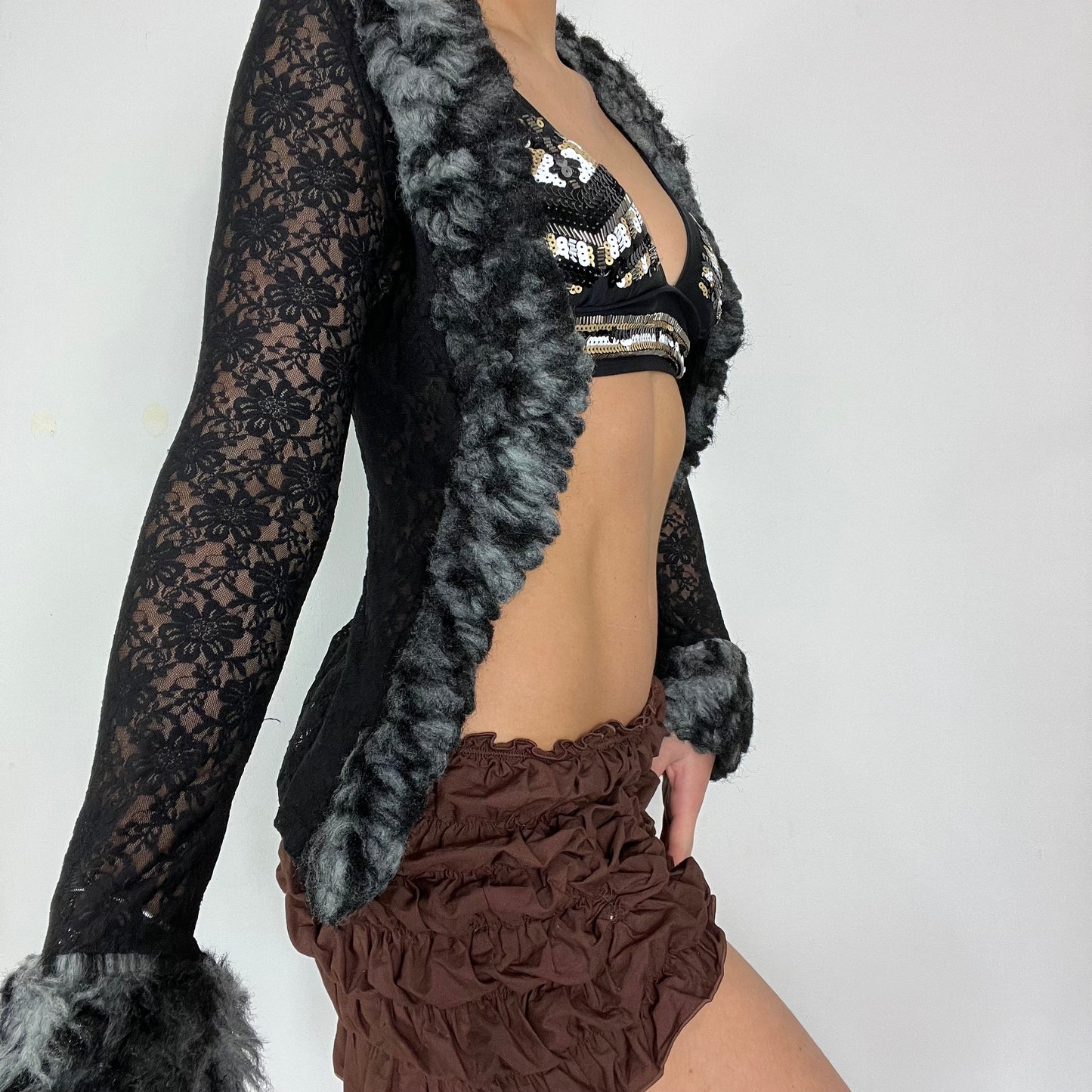 00s Morgan De Toi lace fur cardigan - Size S
