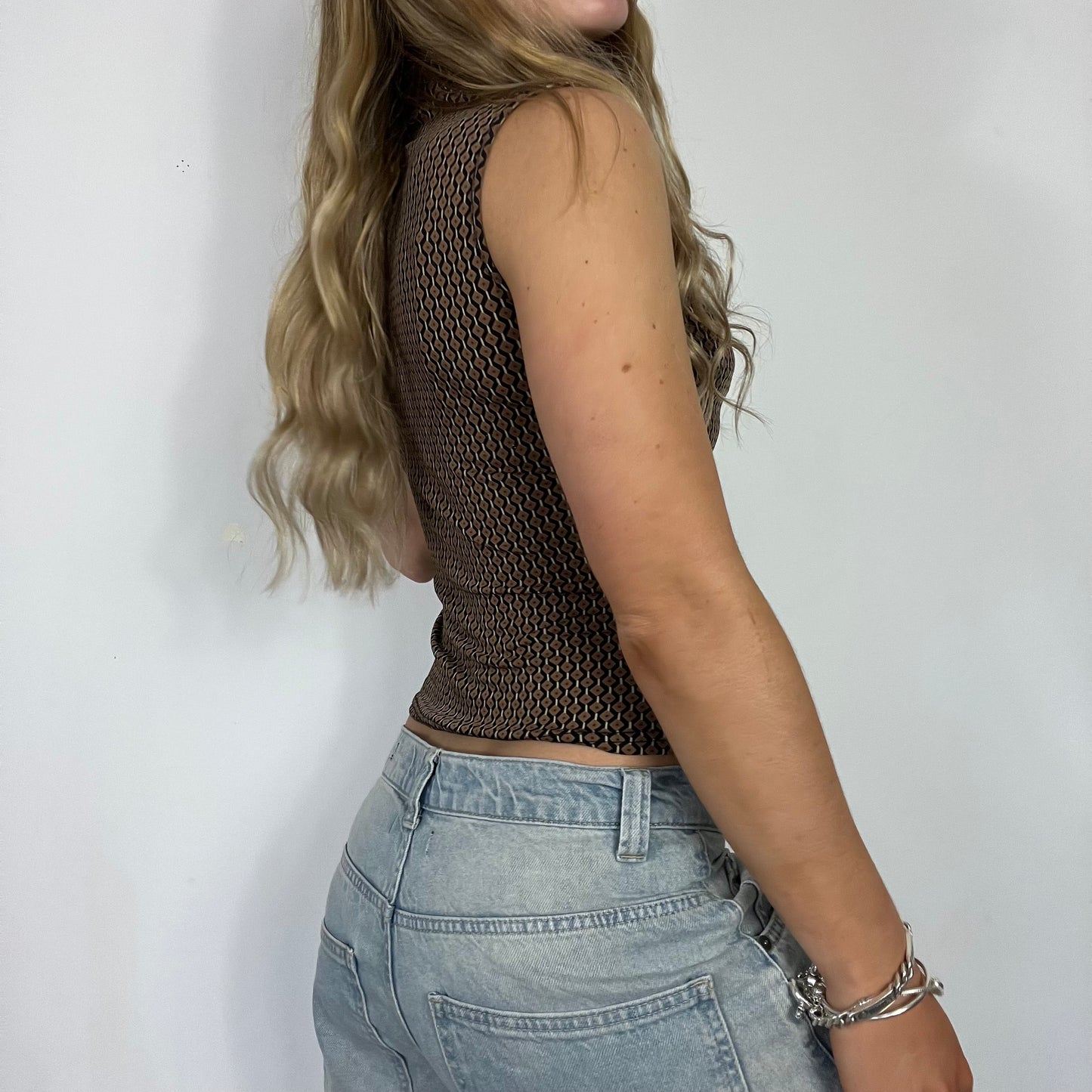 00s vintage mesh layered turtle neck vest top - Size S