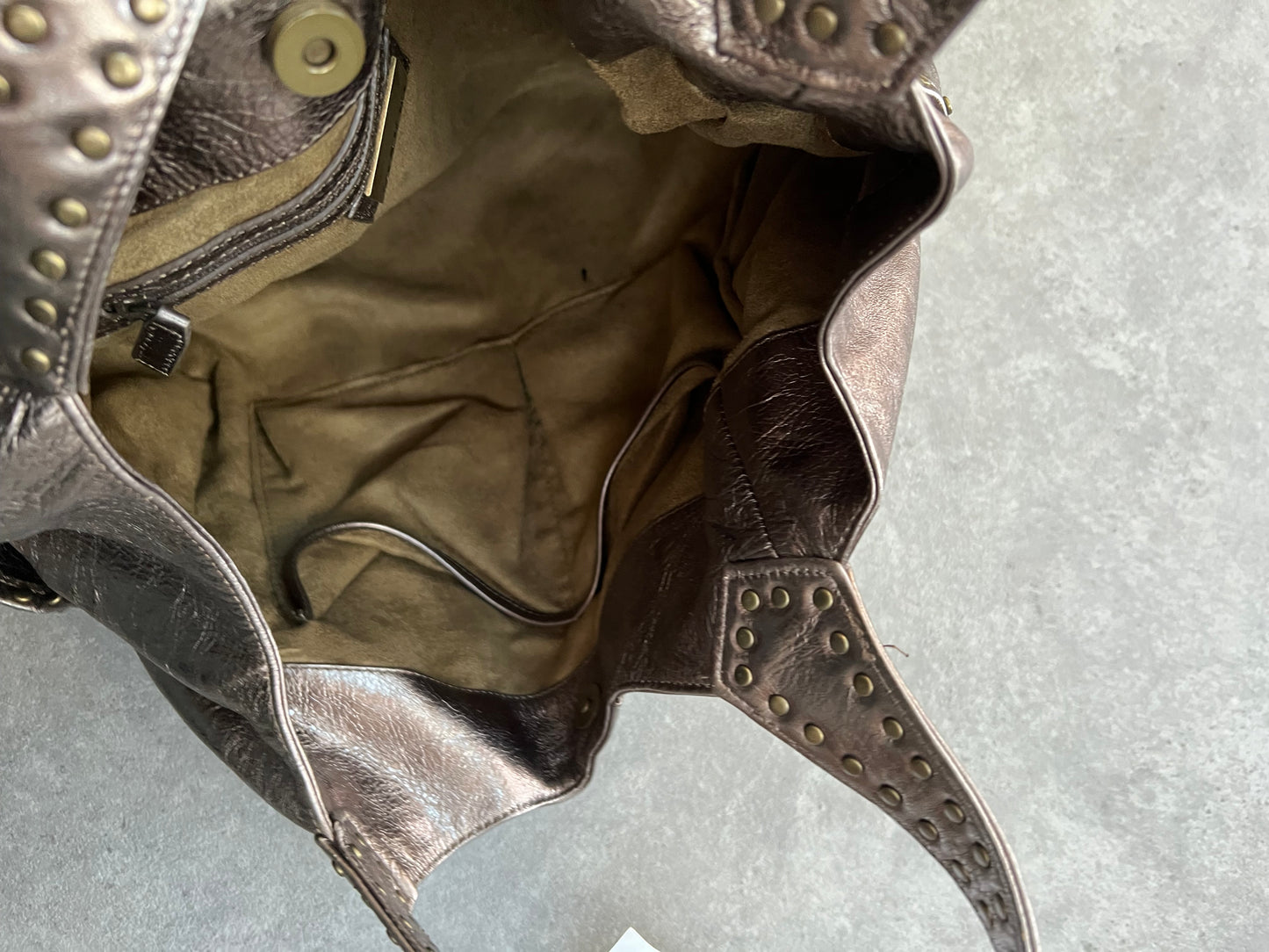 90s large gold metallic studded hand bag