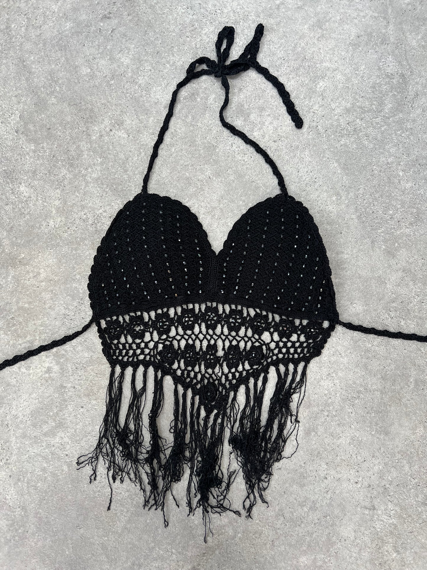 90s festival crochet tie top - Size S