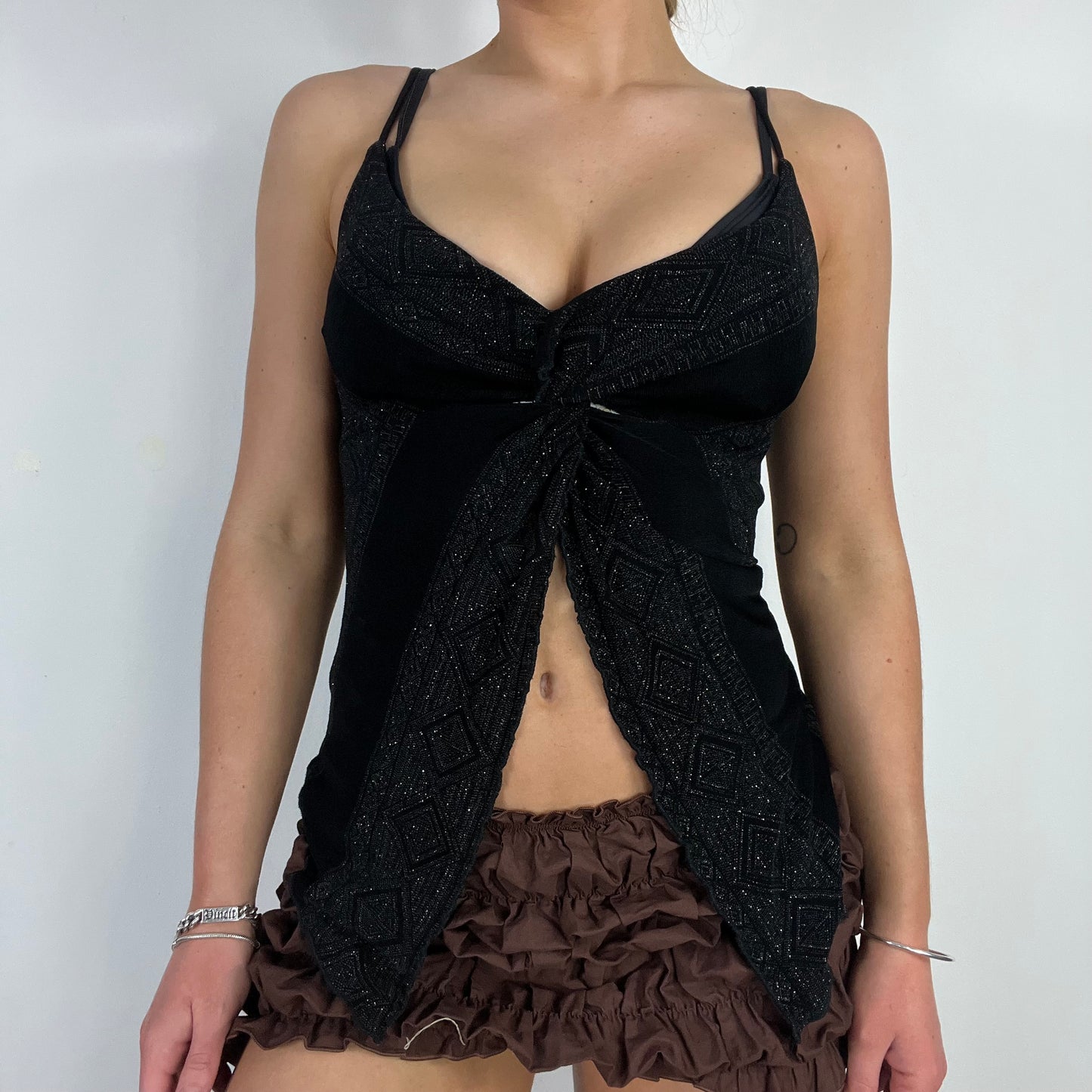 00s black glitter cami top - Size S