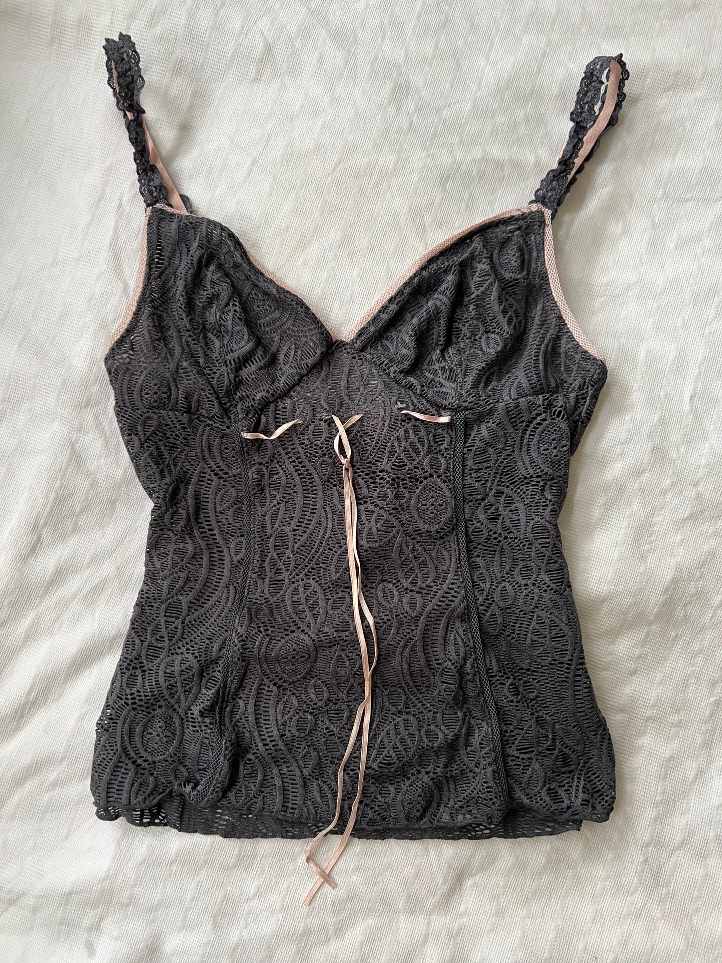 90s lace tie cami top - Size S