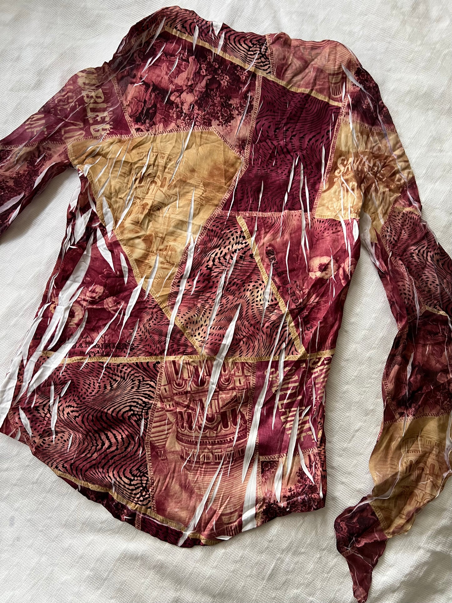 90s graphic print flare sleeve - Size S