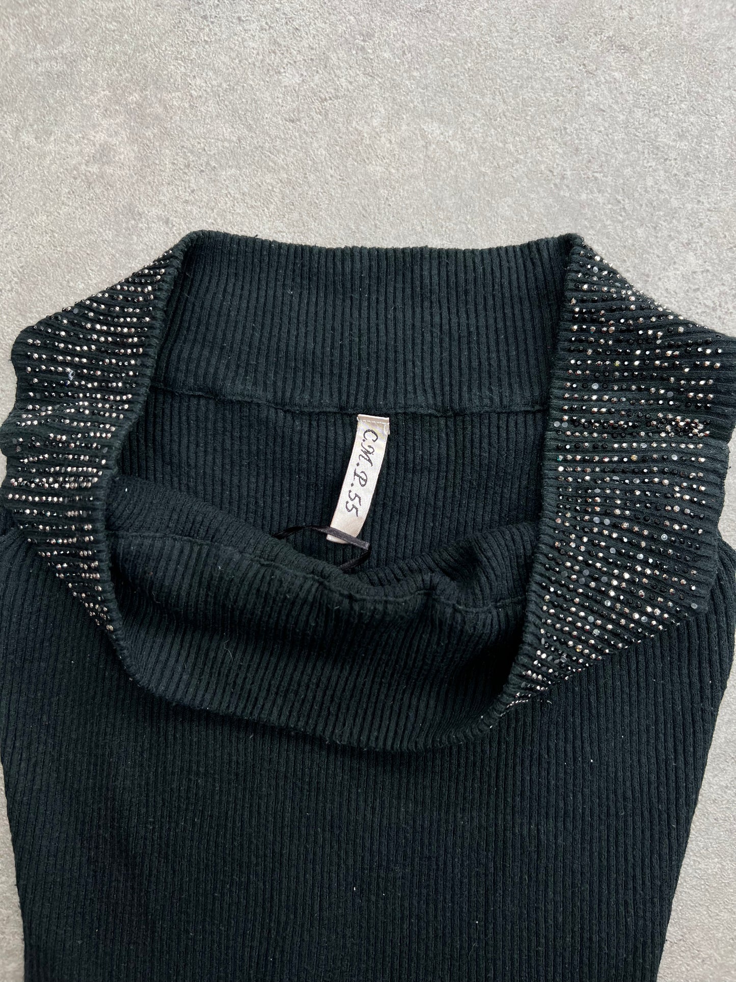 90s black knit glitter cami top - Size S