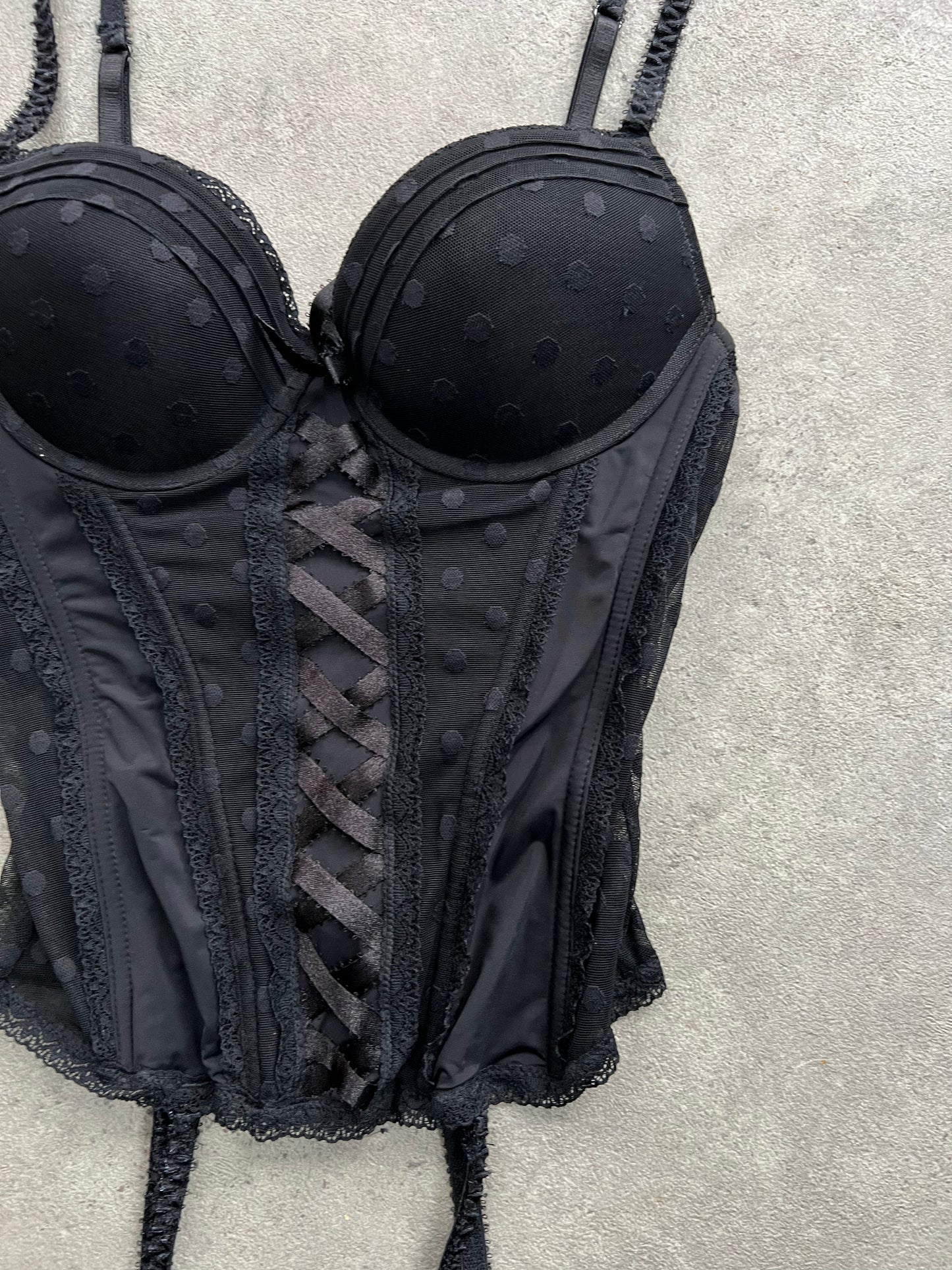 00s black polka dot corset - Size S