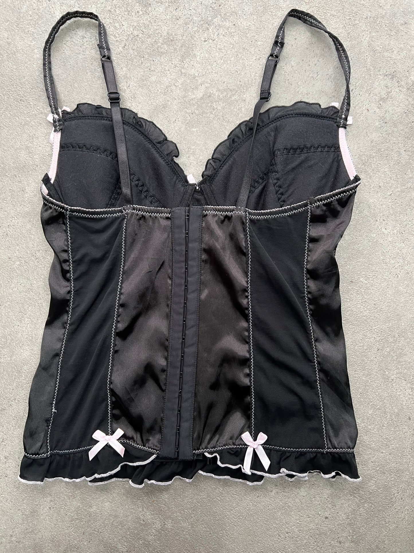 Black Satin Coquette Corset - Size s/m