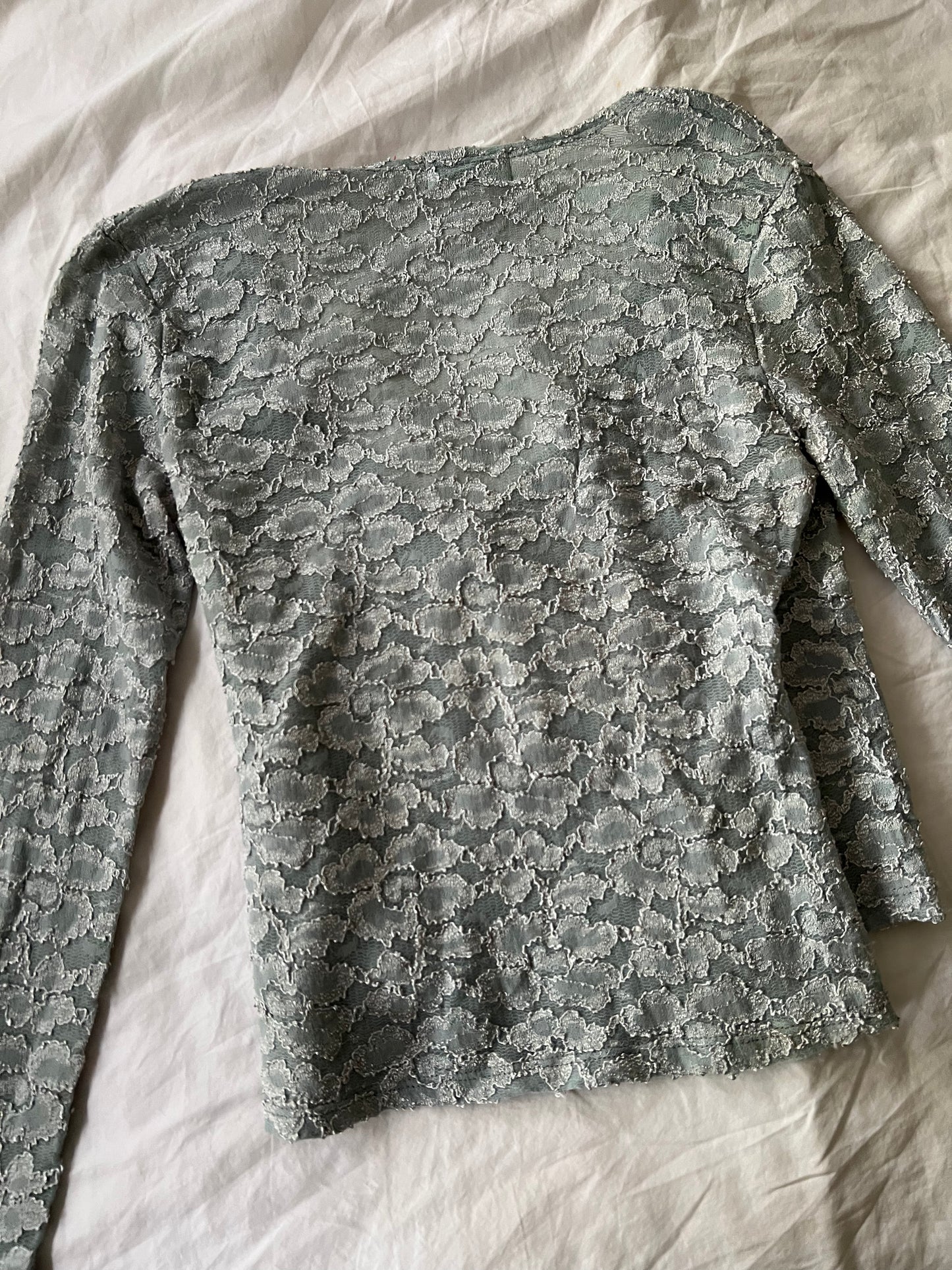 90s lace wrap v neck long sleeve top - Size S