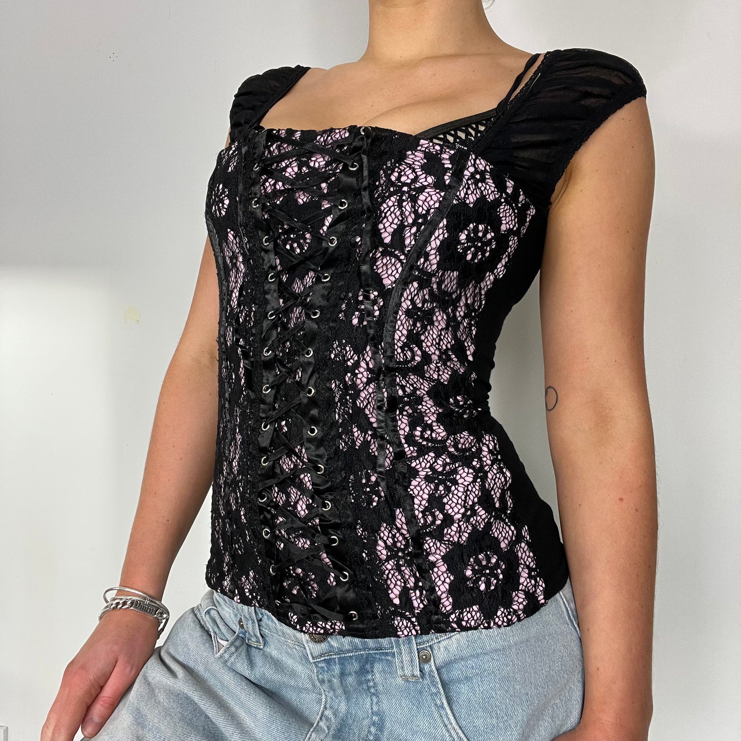 00s Y2K Jane Norman lace up corset top - Size s