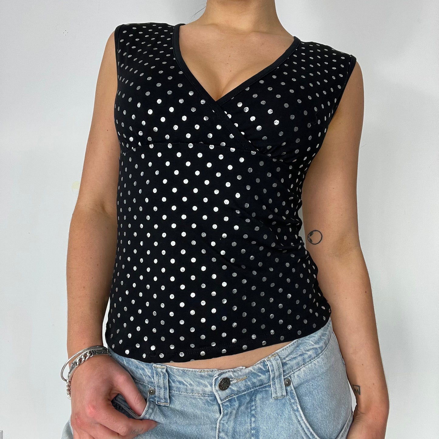 Y2K vintage polka dot wrap top - Size S
