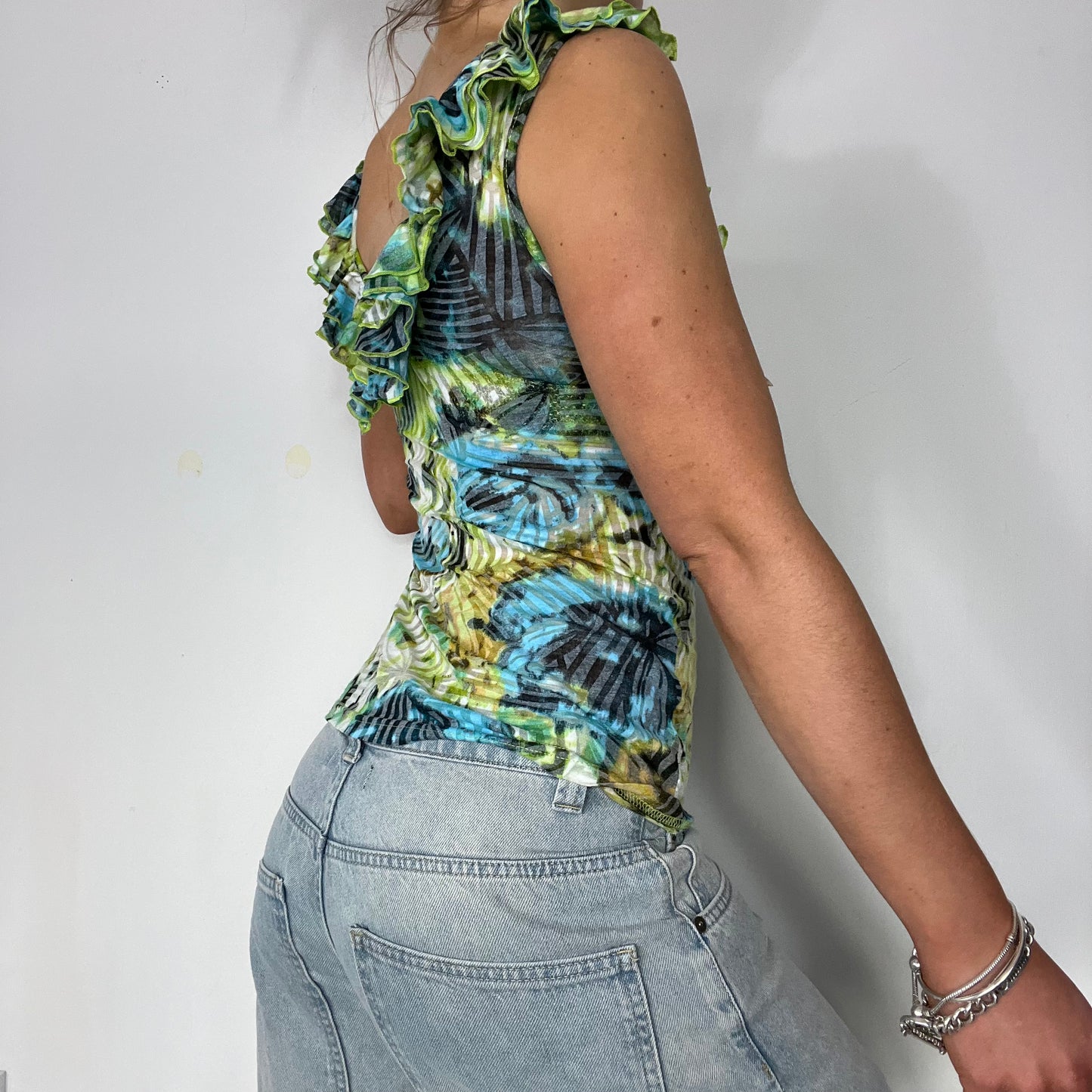 Y2K Xanaka vintage ruffle vest top - Size S