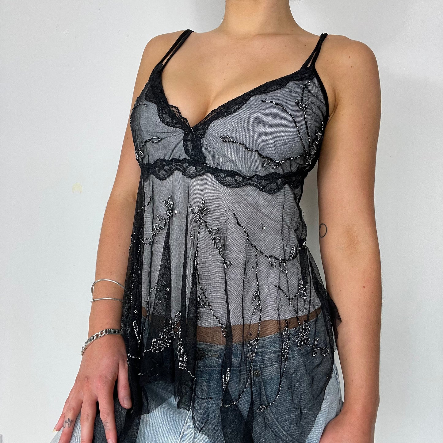 Y2K fairy mesh lace cami top - Size M