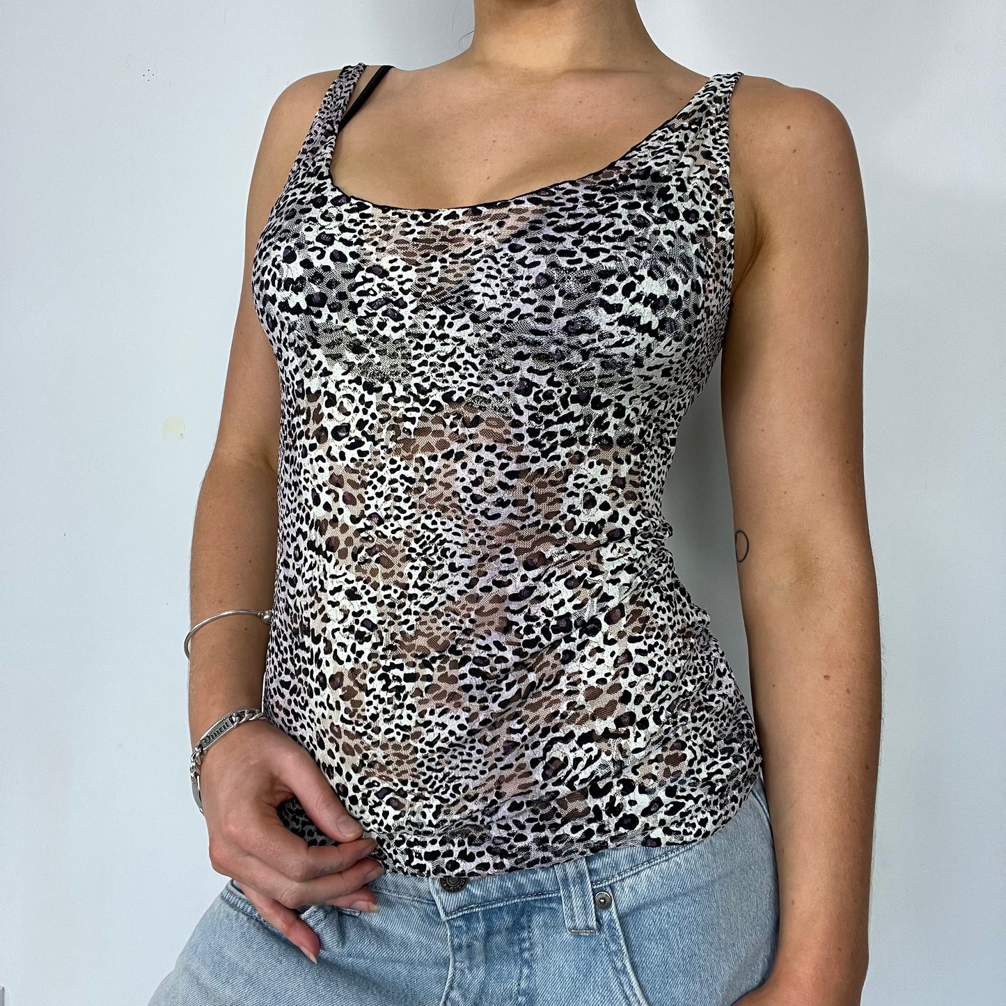 00s vintage leopard mesh vest top - Size S