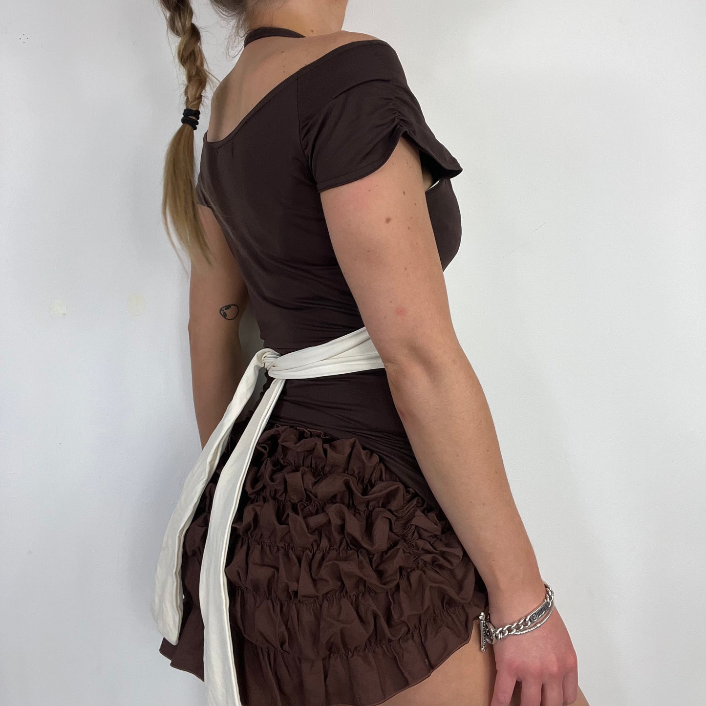 00s Cache Cache brown cream tie top - Size S