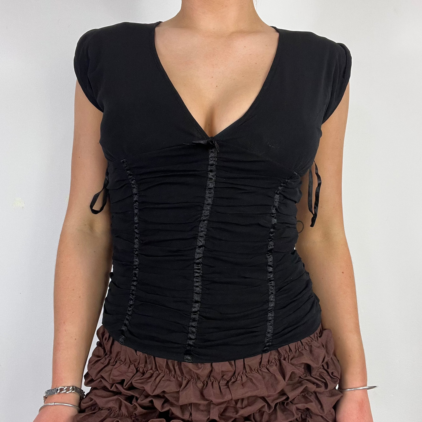 00s mesh layered corset top - Size S